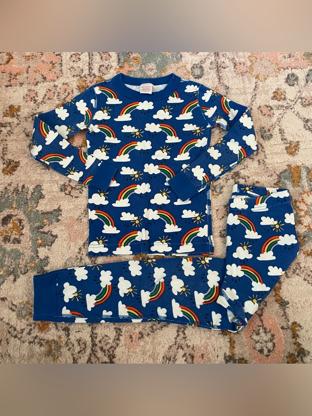 Hanna Blue Rainbow & Cloud Pajama Set long sleeve